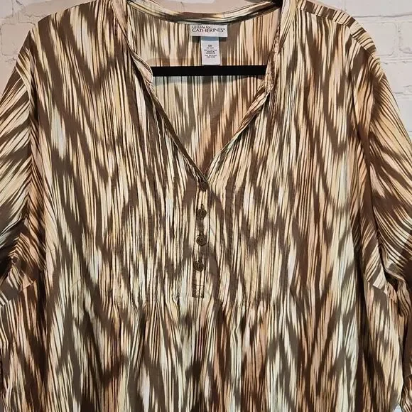 Catherines plus size 3X cotton brown top - Picture 2 of 9